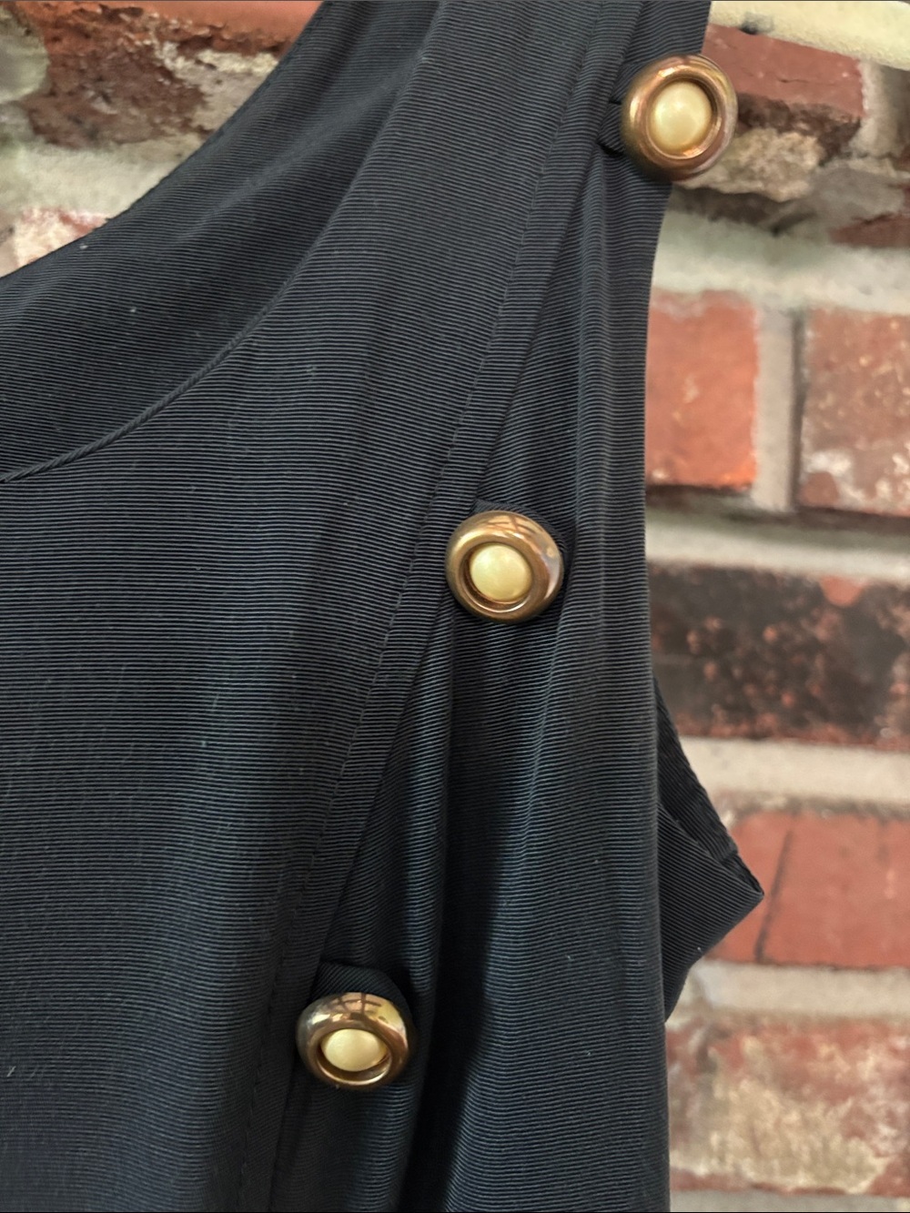 Vintage Blondie & Me Black Sleeveless Button-Accent Maxi Dress Made in USA - Picture 5 of 9